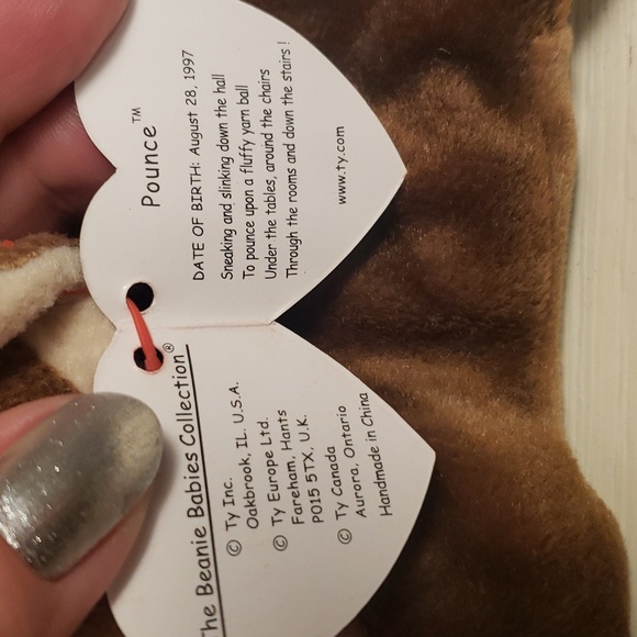 Ty Beanie Babies 1997 Brown Cat Pounce & Gray Striped Cat Prance NWT - Picture 3 of 11